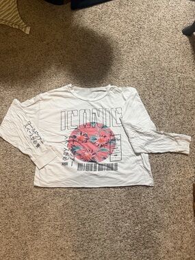 Grayson Threads White Long Sleeve Tee with Pink Floral Graphic